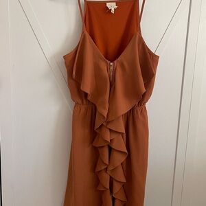 Pink Owl Terracotta Backless Ruffle Dress